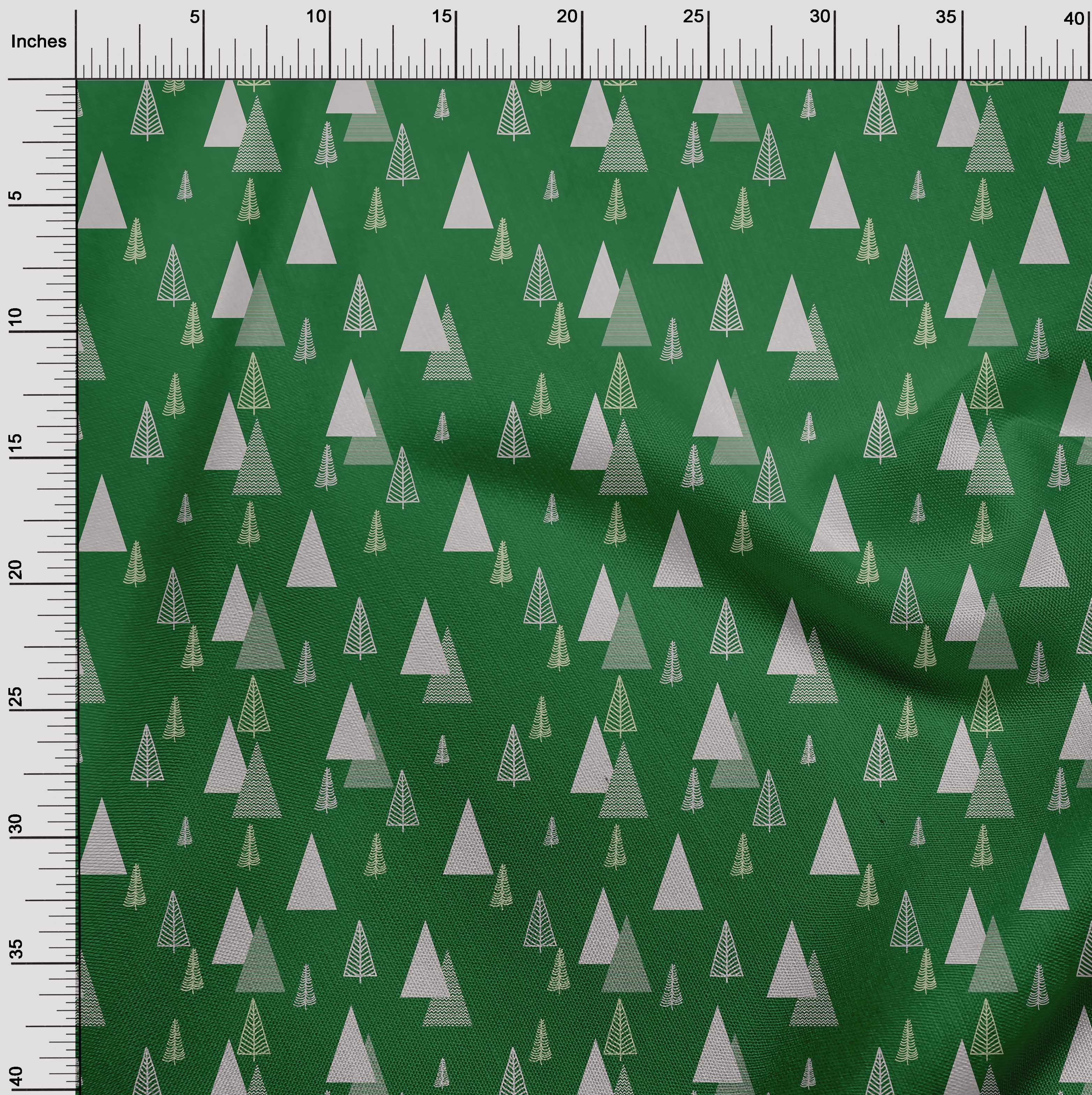oneOone Cotton Silk Green Fabric Christmas Tree Dress Material Fabric Print Fabric By The Yard 42 Inch Wide
