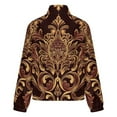 thumbnail image 6 of Jackets for Women Winter Coat Jackets Flannel Stand Collar Jacket(Gold Damask Regal Design Pattern,Size:S-4XL), 6 of 7
