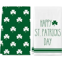 YIBAGA St Patricks Day Kitchen Towels Set of 2, Green Shamrock Dish Towels Lucky St Patricks Day Dishcloth Home Decor, 18x26 inch, Polyester