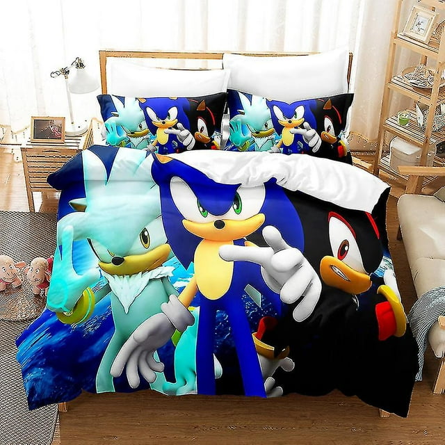 Housse de Couette et Taie d'Oreiller en Textile pour la Maison Cartoon Sonic Style 28 Z