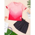 thumbnail image 5 of Fldy Kids Boys Quick Dry Short Sleeve T-Shirt and Mesh Shorts Running Shirt Football Team Uniform Pink 11-12, 5 of 7