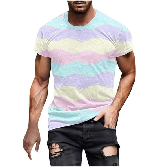 Jgppe Mens Easter Tshirt Summer Spring Comfy Printed Short Sleeve Blouses Shirt