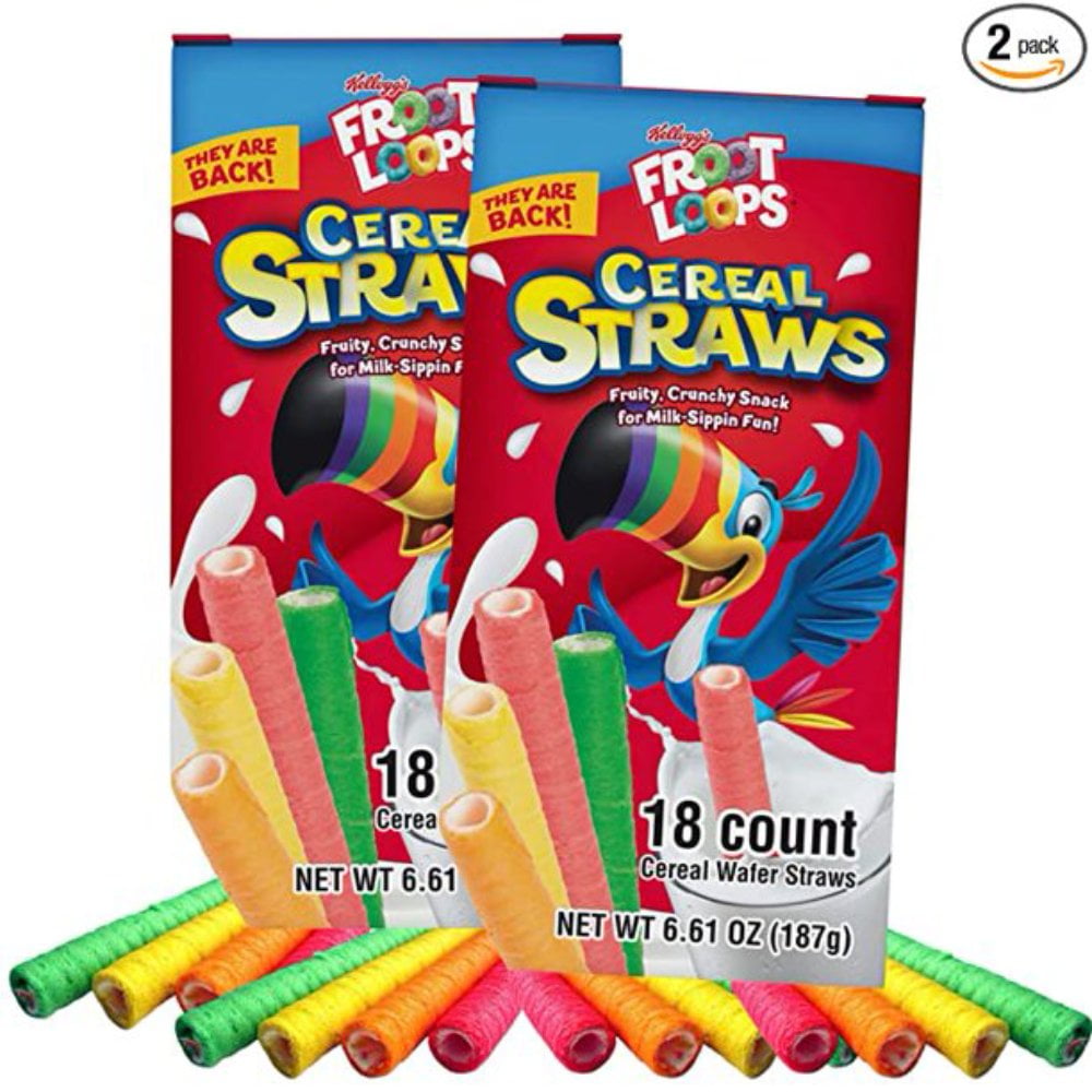 2022 Kellogg's Cereal Straws Froot Loops Edible Breakfast Straw