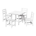 thumbnail image 2 of WestinTrends Ashore 5-Piece HDPE Outdoor Square Patio Dining Table Set with Armless Side Chairs, White, 2 of 15