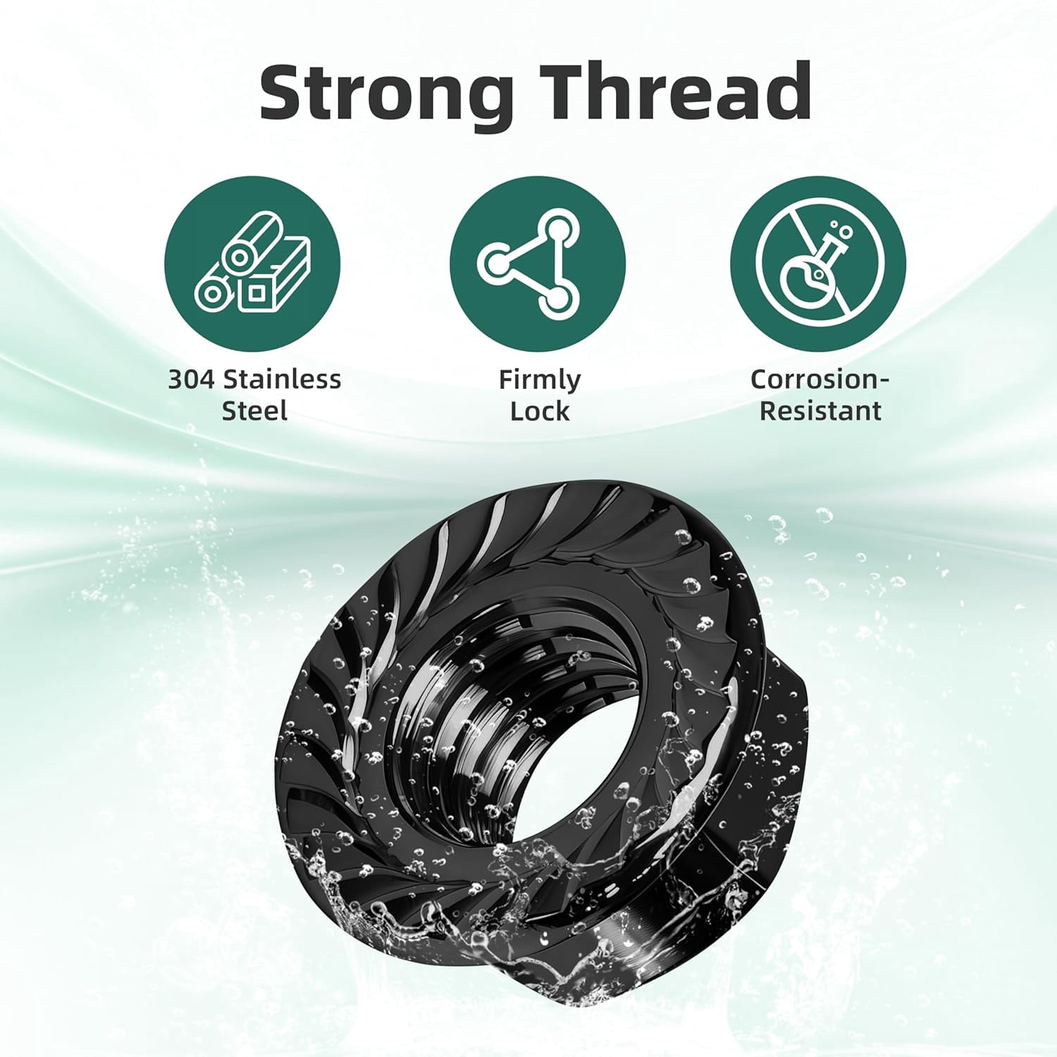 10 serrated flange nuts, 100 pcs 10-1.5 stainless steel 304 hex lock hardware nuts bright finish, suitable for industrial and home use