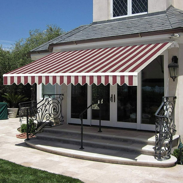 13'x8' Manual Retractable Patio Awning Sunshade Shelter Window