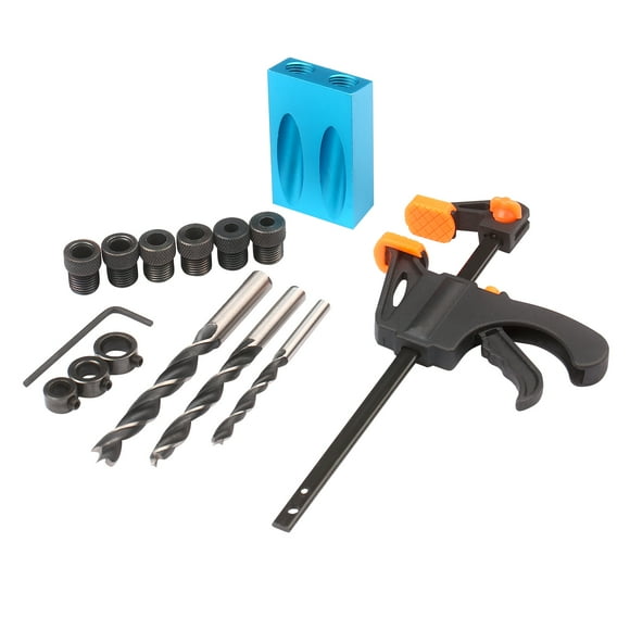 Labymos 15pcs Pocket Hole Jig Kit 8mm 10mm 15 Degree Angle Drill Guide Woodwoorking Tool Inclined Hole Jig Hole Puncher Locator Jig Drill Bit Carpentry Tools