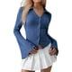 thumbnail image 1 of Blusa Informal de Larga Acampanada con Botones y Cuello Lechuga para Mujer. Blusa de Trabajo. Azul Pavo Real S, 1 of 10