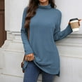 thumbnail image 2 of ZUKMRJPC Women's Turtleneck Tunic Sweaters Trendy Knitted Cotton Solid Color Sweatshirt Loose Fit Casual Long Sleeve Pullover Tops, 2 of 7