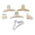 thumbnail image 4 of 6Pcs Pearl Hair Jaw Clips Cherry Pearl Transparent Trapezoidal Chain Design Pearl Hair Claw Clips for Daily Party, 4 of 12