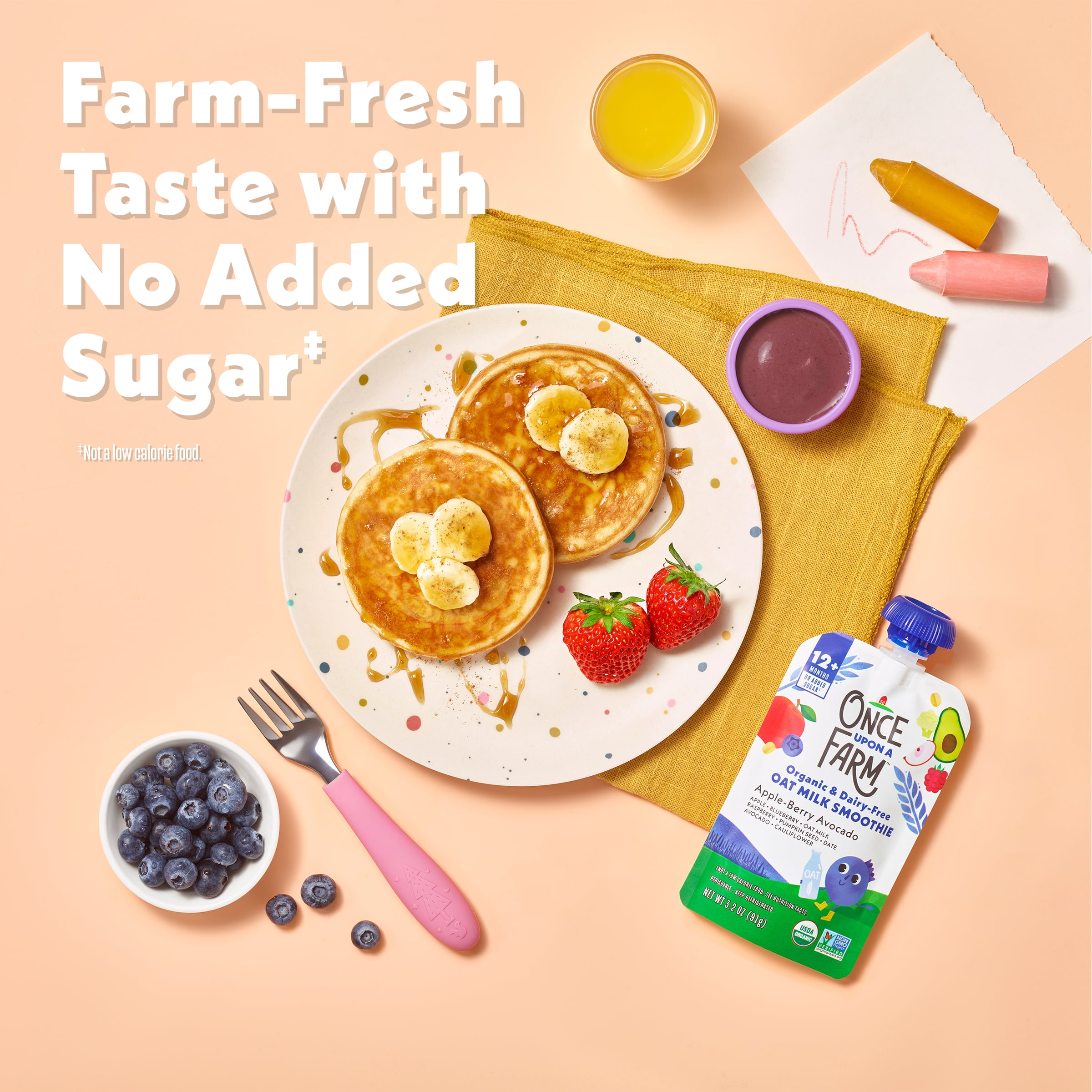 Once Upon a Farm Organic Refrigerated Kids' Snack Apple-Berry Avocado Dairy-Free Smoothie, 3.2oz Pouch