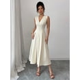 thumbnail image 6 of Women's V-Neck Sleeveless Midi Dress with 100% Polyester Fabric Button Front Classic Cut Flattering Fit Everyday Wear, 6 of 8