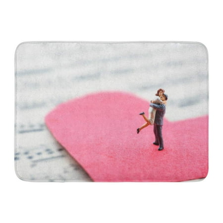 GODPOK Miniature of Newly Wed Married Couple Hug Each Other to Express Deep Affection After The Girl Knows That Rug Doormat Bath Mat 23.6x15.7