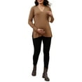 thumbnail image 2 of INSPIRE CHIC Women's Maternity Nursing Sweater Winter Warm Side Zip for Breastfeeding Stretchy Knit Blouse Top Khaki X-Large, 2 of 6