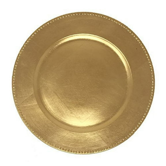 AK-Trading - Set of 12, Premium Finest Quality Party Plate Chargers, 13-Inch Round, Gold Brushed Design