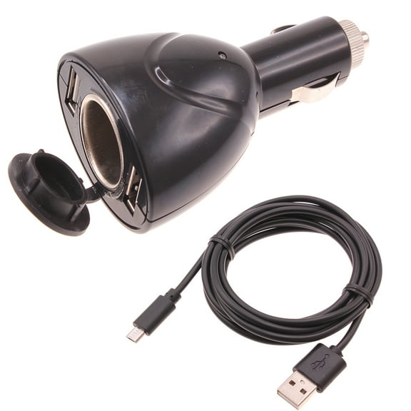 2-Port USB Car Charger 6ft Long Cable Power Cord DC Socket Adapter Micro-USB N9K for Alcatel Cingular Flip 2, Quickflip 4044C, REVVL 2 - Arlo Pro 2 - ASUS ZenFone Max Plus M1 5Q