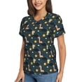 thumbnail image 2 of Vsdgher Dinosaur In The Space Women Shirts V Neck Short Sleeve Tops T-Shirt Basic Tees, S to 3XLXX-Large, 2 of 5