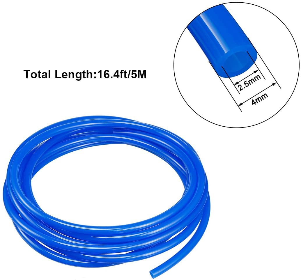 MKEUDQ-Pneumatic Air Tubing, 4mm ODx2.5mm ID 5 Meter 16ft PU Polyurethane Air Compressor Tube Hose Pipe Blue