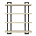 thumbnail image 4 of Danya B. 4-Tier Floating Bracket Wall Shelf - Black Metal and White Birch Finish, 4 of 12