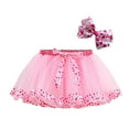 thumbnail image 2 of LYHaoo Girls Tutu Skirt With Heart Print Bowknot Party Dress Layered Short Skirt For Toddler Kids Girls Summer Skirts,Sizes 6-8 Years, 2 of 5