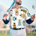thumbnail image 5 of Hirioo Colorful Insects for Men's Baseball T-shirt Shirts Short Sleeve Casual Summer Button Stretch T Shirts,Size S-4XL-4X-Large, 5 of 7