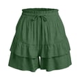 thumbnail image 7 of Qgtaibl Womens Loose Fit Flowy Shorts Fashion High Waisted Tiered Ruffle Shorts Casual Elastic Waist Drawstring Shorts with Pockets for Party Outdoor Green XL, 7 of 7