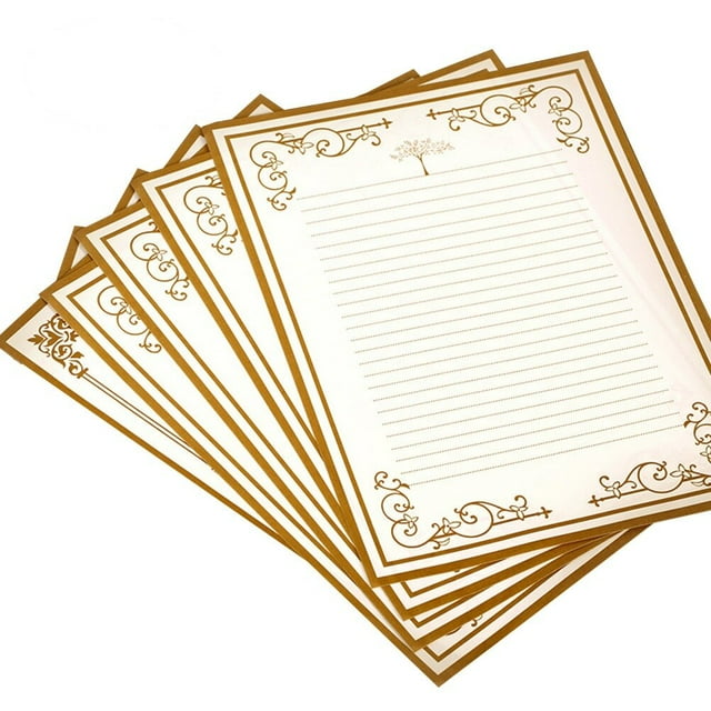 8Pcs Kraft Paper Retro Writing Paper Vintage Floral Letter Paper Stationery Set (4 x 2 Patterns, White)
