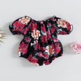 thumbnail image 3 of PENGXIANG Nouveau-Né Bébé Fille Romper Manches Courtes Imprimé Floral Combinaison Vêtements d'Été Rouge, 3 of 7