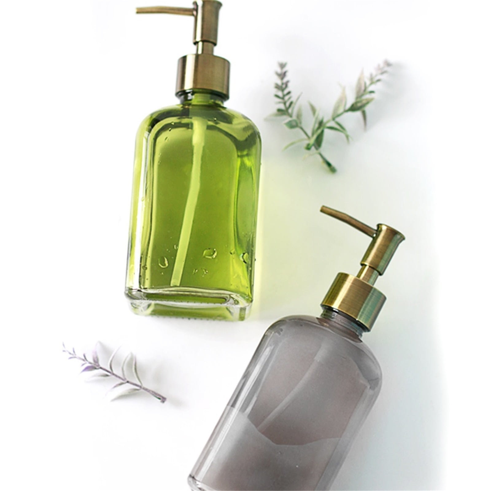 Retro Glass Soap Dispenser With Pump Light Luxury Hotel Lotion Press Bottle 450ml