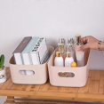 thumbnail image 3 of Plastic Storage Basket with Handles, Small Lightweight Storage Box Organizer for Bathroom, Kitchen, Nursery, 3 of 5