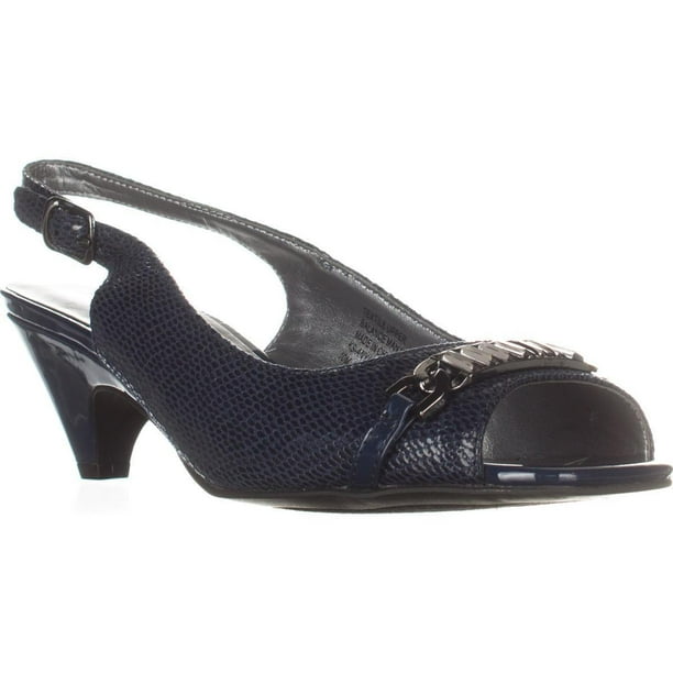 navy peep toe slingbacks
