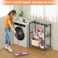 thumbnail image 6 of Broom and Mop Holder, Broom Storage Hanger, Cleaning Cart with Broom and Mop Hanger, Cleaning Cart with Wheels, Janitorial Cart for Household, Laundry Room Organization, 6 of 6