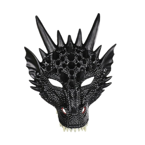 Máscara de cabeza de dragón Salvador Disfraz de Halloween para Mujeres Hombres Foto Prop media cara cosplay Negro