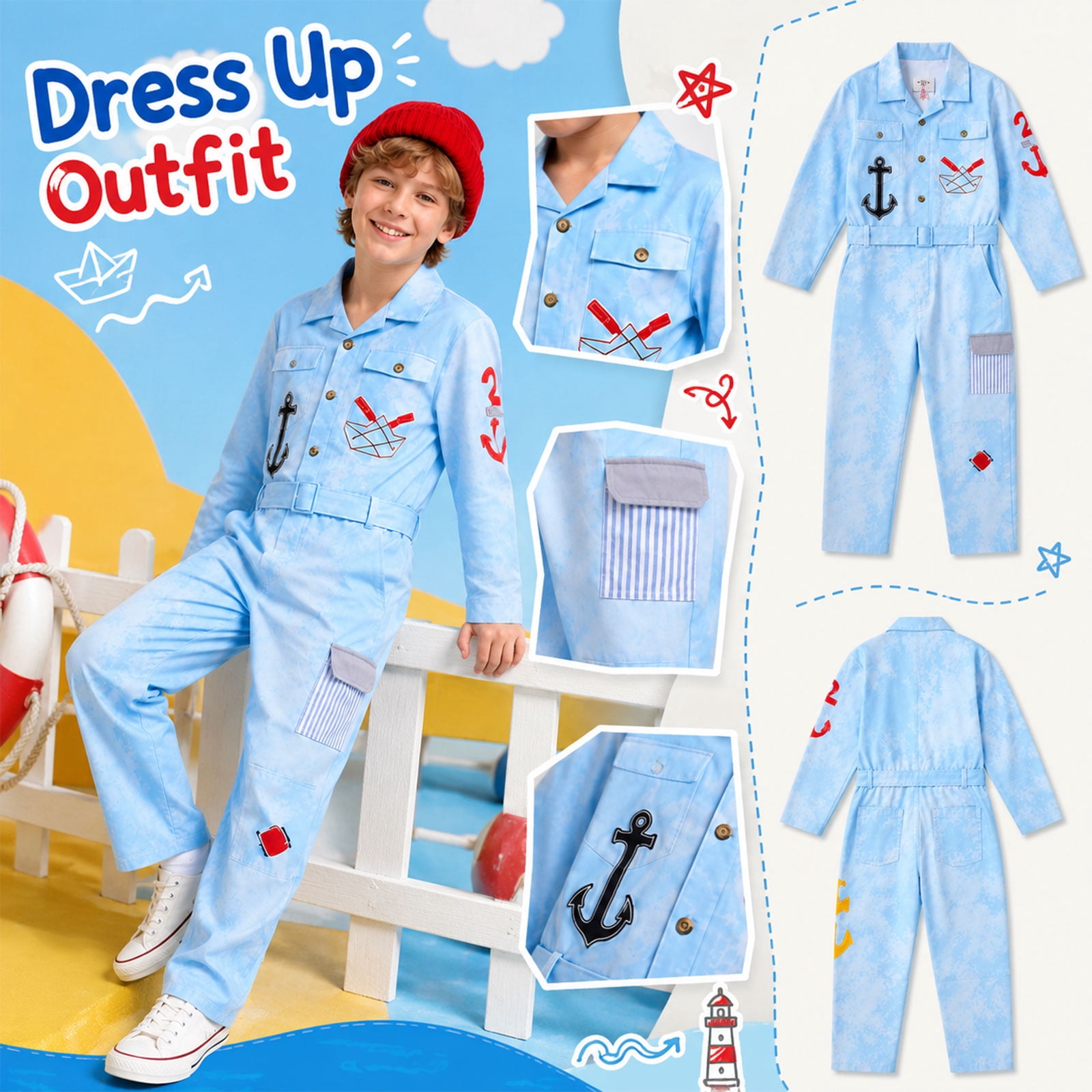 Descendant4 Maddox Hatter Costume,Rise Red Cosplay Tie Dye Jumpsuit Outfits,Movie Character Role Play Dress Up for Halloween Party,Size 110