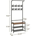 thumbnail image 4 of Coat Rack Shoe Bench, 3-Tier Storage Shelf and 8 Hooks Removable, 3-in-1 Hall Tree Shoe Rack for Entryway, Industrial Accent Furniture with Steel Frame, Multifunctional Hallway Organizer, 4 of 5