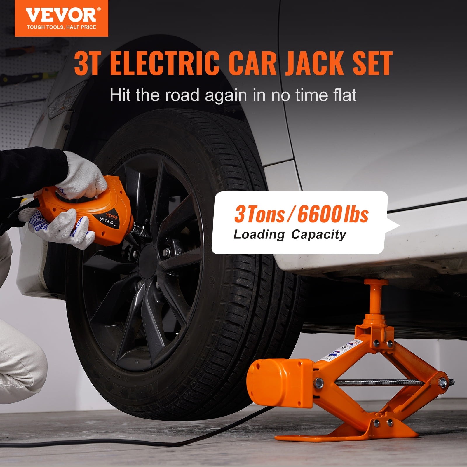 VEVOR Electric Car Jack 3 Ton 12V Electric Scissor Jack with Impact Wrench Car Repair Tool for SUV Sedans
