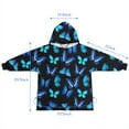 thumbnail image 7 of Black Blue Butterfly Pattern Blanket Hoodies for Kids 6-13YR Oversize Wearable Blanket Hoodies for Boys Girls Teens, 7 of 7