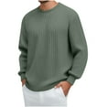 thumbnail image 2 of Brondbend Pullover Men Men's Sweatshirts Crew Neck Long Sleeves Tops Solid Color Stylish Plus Size Blouse Outdoor Sport Fall Winter Wear Army Green, 2 of 7