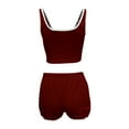 thumbnail image 3 of Hpapadks Women Workout Sets 2 Piece Fitness Sleeveless Solid Buttons Tops Mesh Retro Yoga Bodybuilding Sports Running Shorts Set Yoga Sets for Women Red XXXL, 3 of 7
