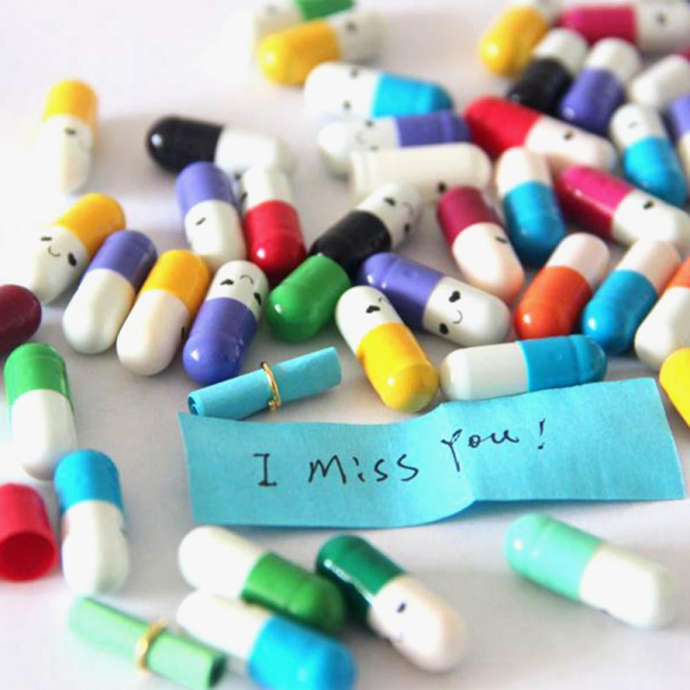 50*Mini Cute Wishing Drift Bottle Expression Capsules Love Pills  Storage spls 