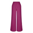 thumbnail image 4 of Wyobmus Women's Wide Leg Dress Pants Casual Pleated Front Work Pants High Waisted Suit Pants Loose Business Pull-On Trousers with Pockets E-Hot Pink, 4 of 6