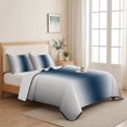 thumbnail image 5 of Twin Quilt Set 68''x86'', Gray Navy Blue Lightweight Summer Bedspread Coverlet Set with 2 Pillow Shams, Modern Gradient Geometric Breathable All Season Quilt Bedding for Dorm/Bedroom, 5 of 9