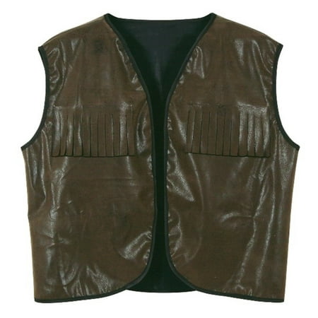 Club Pack of 4 Faux Brown Leather Cowboy Vest with Fringe Halloween Accessory