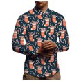 thumbnail image 1 of Camisa de manga larga con estampado navideño para hombre, top versátil informal a la moda para hombre Pompotops oipoqjl27119, 1 of 6