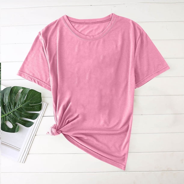pstuiky Camisas de vestir de manga corta para hombre, Camisa informal lisa de moda para hombre, cuello redondo, manga corta camisetas de hombre xl