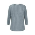 thumbnail image 5 of Womens Knit Tunic Tops Side Split Curved Hem Long Sleeve Crewneck Sweaters Lightweight Casual Trendy Pullovers (S, Light Blue), 5 of 6