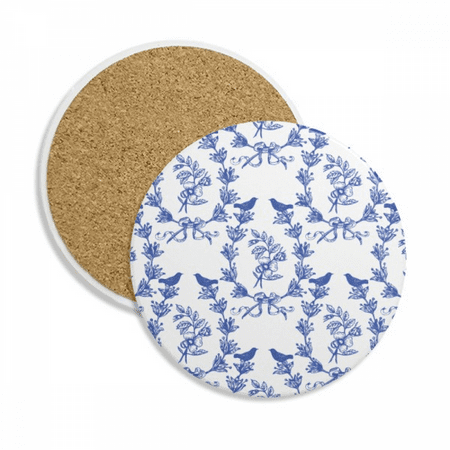 

Blue White Symbol Coaster Cup Mug Tabletop Protection Absorbent Stone