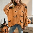 thumbnail image 2 of WTOBBY Women's Halloween Crochet Pumpkin Print Sweater, Oversized Knit Pullover with Witch Hat Design, Cozy Fall and Winter Long Sleeve Casual Top for Women,Orange 2XL, 2 of 5
