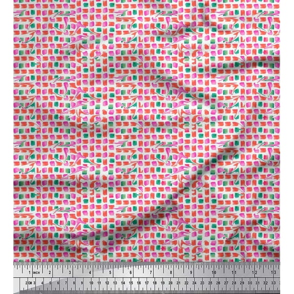 Soimoi Rayon Fabric Brush Stroke Watercolor Print Fabric by Yard 42 Inch Wide