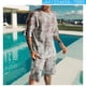 thumbnail image 3 of Traje de hombre urbano elegante con estampado 3D de efecto tie-dye, traje de playa holgado y cómodo, 3 of 5